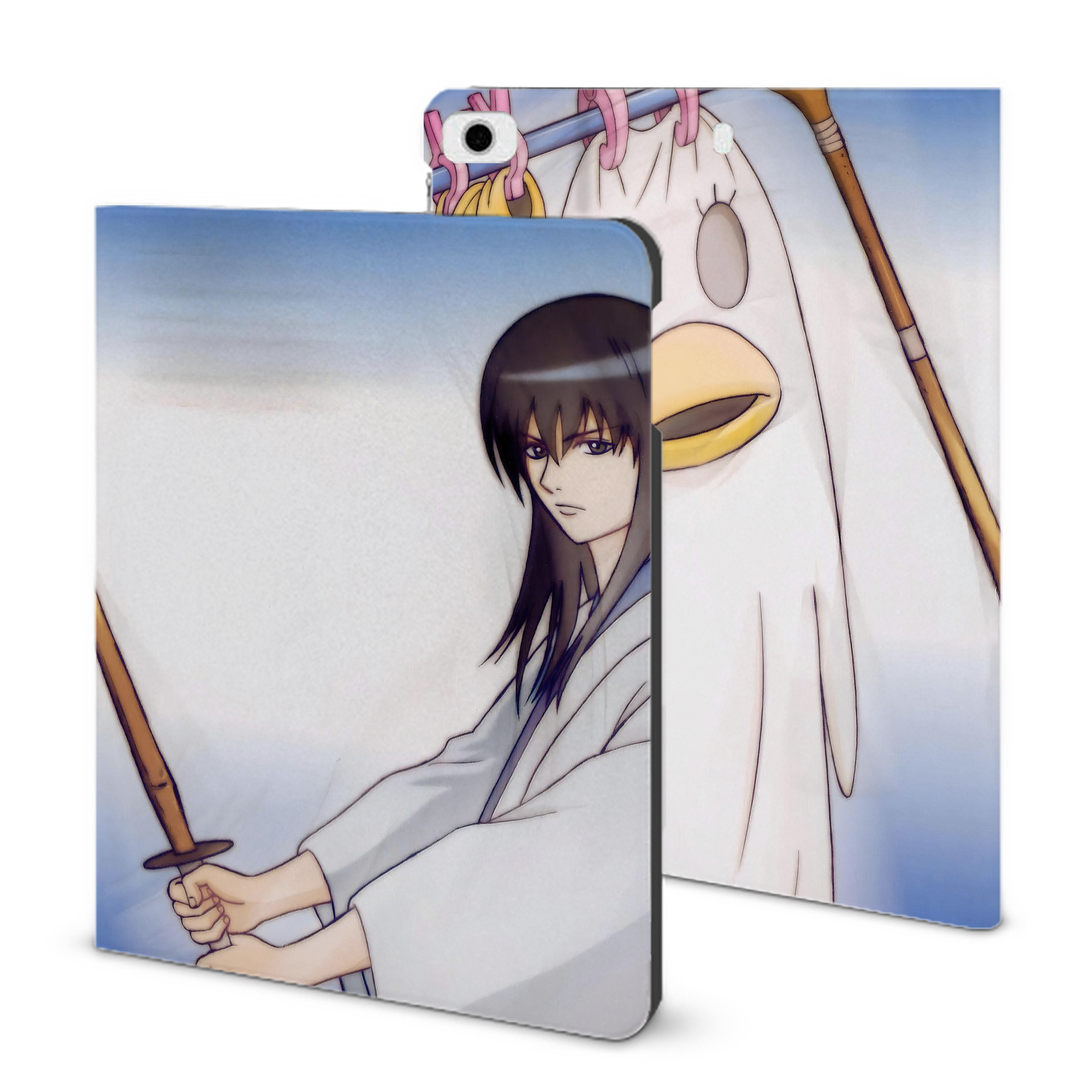 ぎんたま 坂田銀時（さかたぎんとき） 神楽 志村新八（しむら しんぱち） GINTAMA Sakata Gintoki Kagura Shimura Shinpachi IPad ケース ブック型 PUレザー TPU 耐衝撃 軽量 薄型 ペン収納なし 全面保護 IPad 各モデル対応